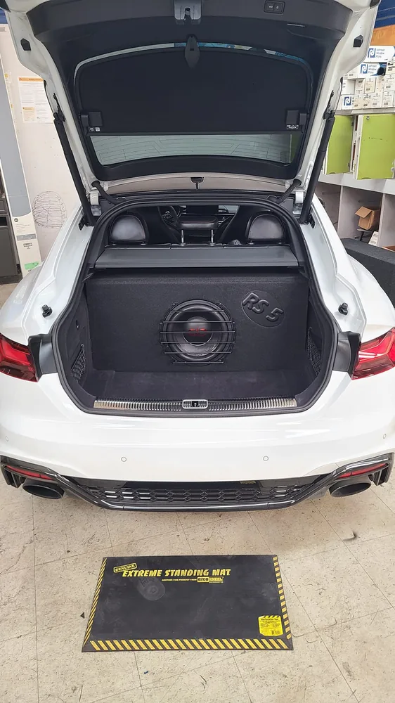 Custom sub enclosure install in an Audi RS5