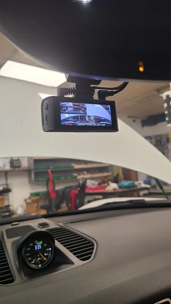 Dash cam installation in progress